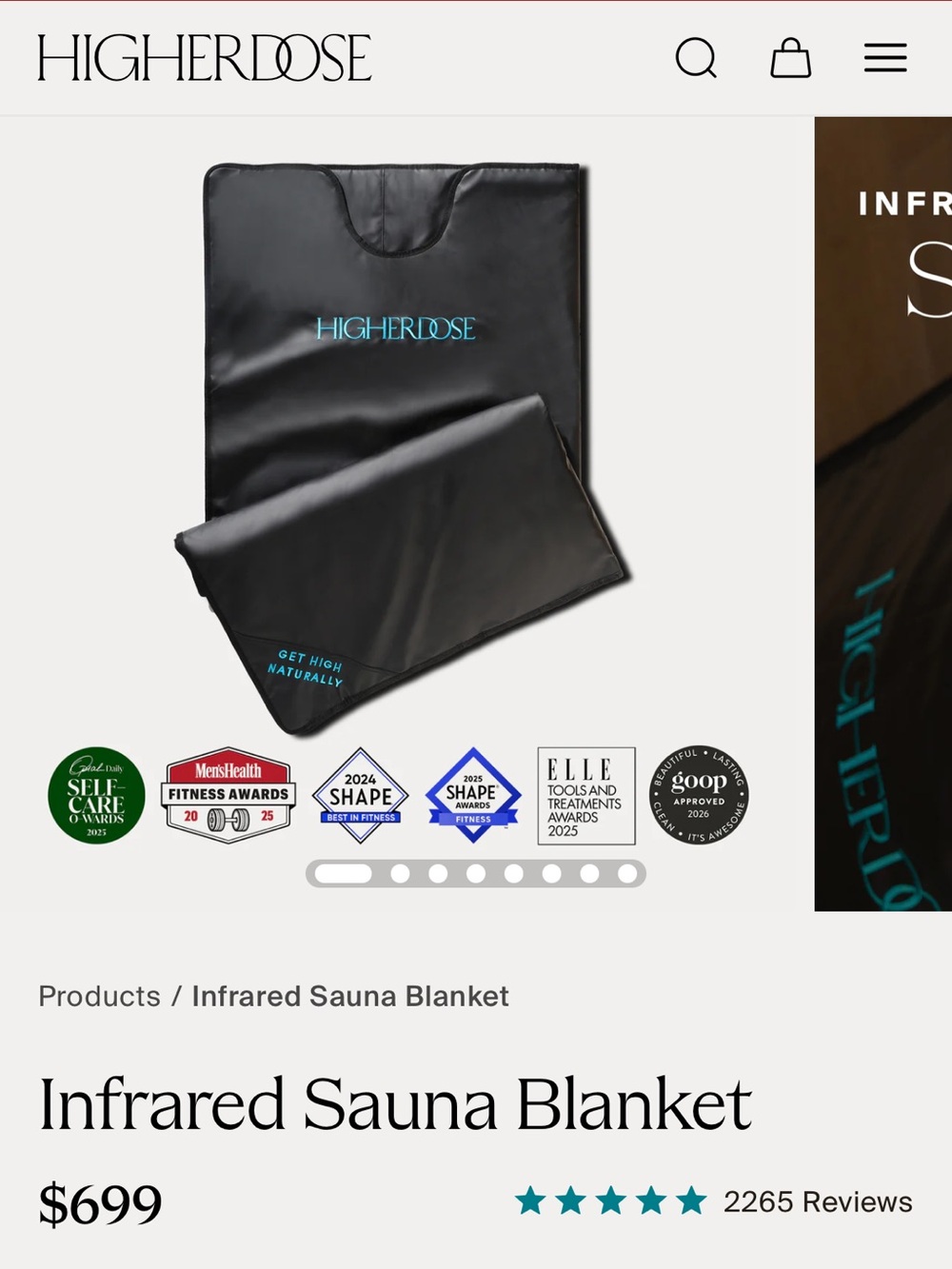 HIGHERDOSE Black Infrared Sauna Blanket